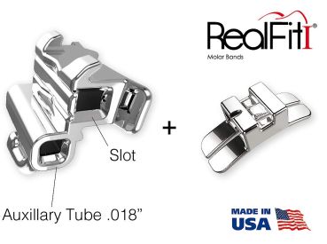 RealFit™ I - Bande molari, Kit introduttivi, Arcata sup., combin. doppia + chiusura pal. (dente 17, 16, 26, 27)  Roth .018"